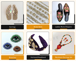 Appliques brodées à la main pour vêtements et accessoires féminins - Fleurs superposées à sequins et broderies en fil métallique, provenant d'un fournisseur indien, en promotion - Product Image 6