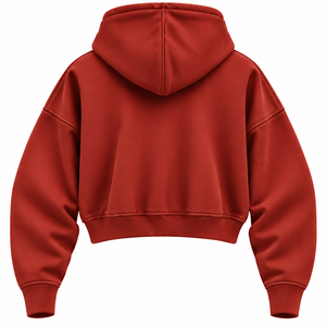 Brick <b>Red</b> Premium Custom <b>Women's</b> Drop Shoulder Cropped Oversized <b>Zip</b> <b>Up</b> Winter <b>Hoodie</b> Custom Design 100% Cotton Fleece 460 GSM - Product Image 2