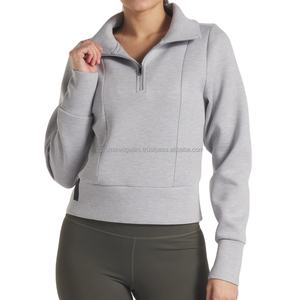 Sudadera de Alta Calidad con Media Cremallera para Mujer, Elástica en 4 Direcciones, Absorbe la Humedad, Transpirable, Gruesa, para Gimnasio y Entrenamiento - Product Image 5