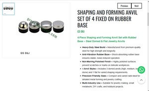 Shaping and Forming Anvil Set 4 Piece Jewelry Making Tools Steel <b>Domed</b> and Flat Anvils Rubber Base | Item No GS-06J - Product Image 3