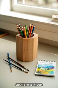 Decorative Wooden Pen <b>Organizer</b> <b>for</b> Home Office Artisan Wooden Stationery Cup <b>for</b> <b>Desktop</b> Wooden Pen Holder with Clean Modern Lo - Product Image 6