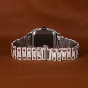 Luxury VVS Moissanite Diamond Diver <b>Watch</b> Stainless Steel Square Case <b>Arabic</b> Dial Numerals Integrated Link Band 100 Bar Water - Product Image 5