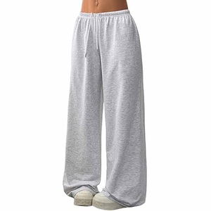 Pantalones de mujer de color liso, de pierna ancha, corte regular, con cordón, cintura alta elástica y abertura amplia para un estilo de vida urbano - Product Image 6