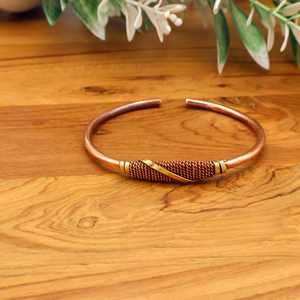 African copper <b>adjustable</b> <b>bracelet</b>, Indian ceremonial large cuff, ethnic Rajasthan jewelry, brass hand jewelry, ethnic <b>bracelet</b> - Product Image 2