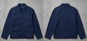 HAMILO SPORTS Veste utilitaire unisexe bleu marine HS-101, style vêtement de travail à manches longues avec plusieurs poches et col classique - Product Image 1