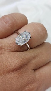 Anillo de Compromiso de Diamante Cultivado en Laboratorio con Corte Ovalado para Mujer, Oro Sólido de 14K, 6 Quilates, Certificado IGI, Color D, Estilo Clásico de Lujo - Product Image 2