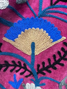 Hand-Embroidered Velvet Suzani <b>Jacket</b> Premium Women Magenta Ethnic Winter Wear with Vibrant Floral Embroidery <b>Jacket</b> - Product Image 6