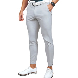 Polo de Golf para Hombre, Color Gris Claro, Corte Ajustado, Transpirable, de Secado Rápido, Elástico en Cuatro Direcciones, 100% Algodón, Estilo Casual, Cintura Elástica, Color Sólido - Product Image 1