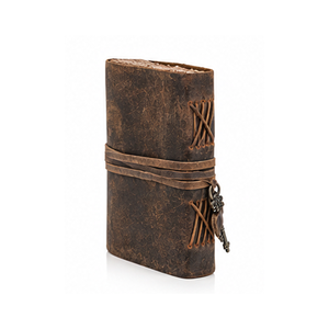 Carnet en cuir vintage fait main, papier à bords frangés, carnet de croquis, Grimoire, Livre des Ombres, journal avec fermeture à clé - Product Image 3