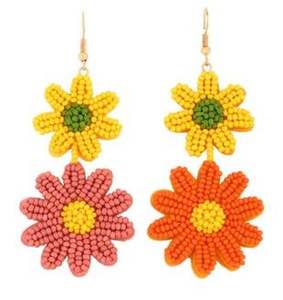 ลูกปัดหินแกะสลักธรรมชาติรูปดอกไม้ ลูกปัดเว้นวรรคหลากสีสัน เครื่องประดับหูสำหรับเด็กผู้หญิง ราคาดีที่สุดจากอินเดีย - Product Image 6