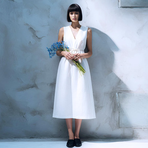 100% Cotton Sleeveless V Neck Midi <b>Dress</b> for Women Daily Side Pocket Spring Summer Plus Size <b>Loose</b> Fit Vintage Wear - Product Image 3
