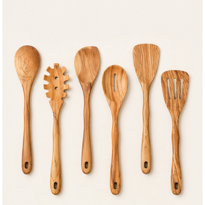 Elegante Juego de Utensilios de Cocina de Madera de Diseño, Cucharas de Cocina de Madera Natural Ecológicas, Espátula, Servidor de Pasta con Logotipo Personalizado - Product Image 3