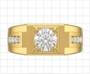 แหวนแต่งงานผู้ชายทอง 14KT ชุบโรเดียม ดีไซน์คลาสสิก ประดับเพชรเม็ดเดี่ยวทรงบริลเลียนท์ ผลิตในห้องปฏิบัติการ รับรองโดย IGI - Product Image 4
