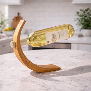 Soporte de Madera para Botellas con Forma Curva Simple, Almacenamiento Elegante Ideal para la Encimera de la Cocina, Guarda Botellas de Vino de Forma Ordenada Ahorra Espacio - Product Image 4