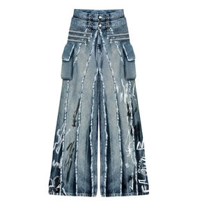 Pantalones Vaqueros Anchos de Mezclilla para Hombre, de Alta Calidad, con Lavado Ácido, con Pedrería, Diseño Unisex, Estilo Recto, con Logotipo Personalizado Bordado - Product Image 5