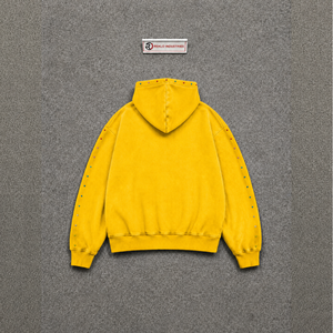 YELLOW DISTRESSED OVERSIZED HOODIE SOFT FLEECE PREMIUM STREET FASHION HOODIE URBAN YELLOW HOODIE CASUAL DAILY WEAR OVERSIZED LIF - Product Image 6