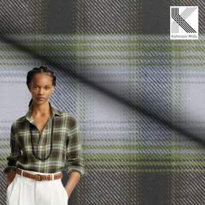 Tissu à carreaux respirant en flanelle teinte en fil/brossée pour chemises/pantalons pour filles/garçons - Product Image 2