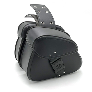 Sacs latéraux de moto en cuir noir personnalisés 2026 avec fermeture à boucle et sangles de fixation - Product Image 5