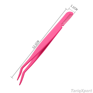 Pinzas para Cejas con Punta Curva Negra y Logotipo Personalizado, Pinzas para Cejas de Acero Inoxidable con Peine para Cejas - Product Image 2