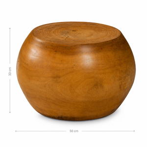 Table basse en bois Monkey Pod, style sculptural moderne, qualité export ODM, construction robuste en forme de tambour, finition miel, mobilier de maison - Product Image 2