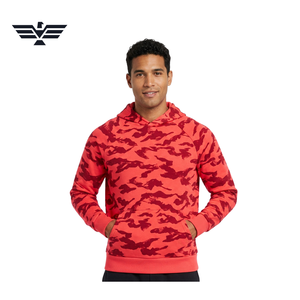 Sweat à capuche sportif en polaire camouflage rouge pour homme avec poche kangourou respirante - Product Image 4