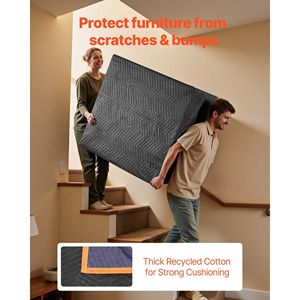 6 couvertures de déménagement grandes et résistantes 72 x 40, en tissu non tissé rembourré avec rembourrage en coton, matériau de protection et d'amortissement, 32 lb/dz - Product Image 2