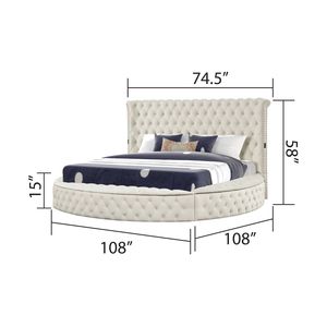 Nocciola stile moderno crema Queen 4PC Set camera da letto con porte USB in legno - Product Image 3