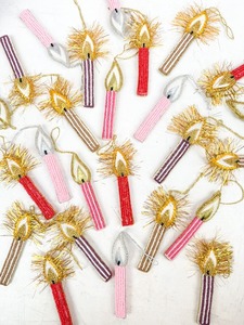 Assorted Tinsel Flame Beaded Candle Ornaments Bulk Pack Wholesale Xmas Tree Hanging Decoration Gift - Product Image 1