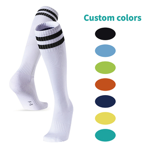 Chaussettes de football montantes orange avec rayures noires, en jacquard tricoté, respirantes, pour adultes, pour le sport d'été - Product Image 4