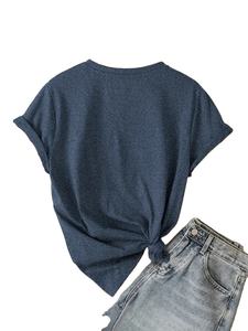 T-shirt décontracté d'été 2026 pour femme, coupe ajustée, motif imprimé, col rond, manches courtes - Product Image 2