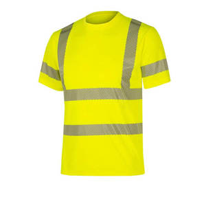 เสื้อยืดสะท้อนแสงความปลอดภัยสูงสำหรับผู้ชาย ผ้าฝ้าย 100% ระบายอากาศได้ดี แขนสั้น ชุดทำงาน พิมพ์ลายซิลค์สกรีน CIQ - Product Image 2