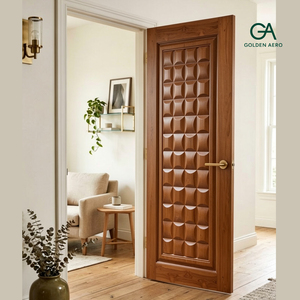Puerta Interior Moderna de Madera Maciza Tallada con Panel Geométrico para Viviendas Residenciales, Tamaño Personalizado GA-17S - Product Image 3