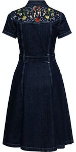 Vestido Midi Azul Vaquero sin Mangas con Pliegues Escalonados, Estilo Espalda Descubierta con Botones Delanteros para Fiestas Casuales - Product Image 5