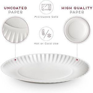 Piatti di Carta Monouso Non Rivestiti da 9 Pollici, Confezione da 500 Pezzi per Uso Quotidiano - Product Image 2