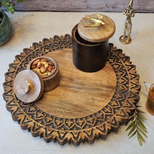 Multiuso hecho a mano mango madera Lazy Susan giratorio moderno sostenible cocina encimera organizador despensa titular - Product Image 4