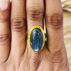 Fashionable Trendy <b>Labradorite</b> <b>Ring</b> Boho Statement <b>Ring</b> Women’s Brass Jewelry 18k Gold Plated Bohemian Classic Wholesale <b>Ring</b> - Product Image 4