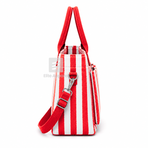 Bolsa de lona personalizada de la hermandad Delta Sigma Gamma, azul y blanca, con logotipo bordado a rayas, para uso diario, de gran capacidad. - Product Image 4
