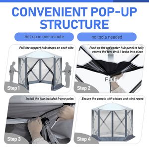 Tenda Pop-Up da Campeggio 3x3 Metri per Esterni, Gazebo Portatile per Campeggiatori - Product Image 6