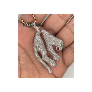 Colgante de Pantera de Moissanita, Plata 925 con Baño de Rodio, Corte Brillante Redondo, Joyería de Lujo con Temática Animal, Unisex, para Uso Diario - Product Image 4