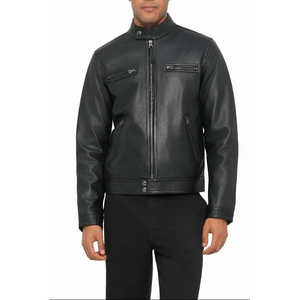 Chaqueta de Cuero para Hombre Leathertex Estilo Motero con Cuello Alto para Otoño - Product Image 2