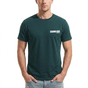 Camisetas de Cuello Redondo 100% Algodón para Hombre, Camisetas Básicas de Manga Corta con Ribete, Camisetas Lisas de Color Sólido, Corte Ajustado - Product Image 1