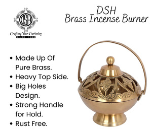 Quemador de Incienso de Latón, Dhoop Dani, Difusor de Aromaterapia Metálico para Hogar, Oficina, Templo - Product Image 6