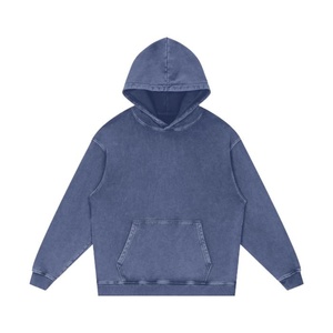 Sweat à capuche décontracté pour homme en coton délavé, couleur unie, coupe classique avec poche, style automne - Product Image 5