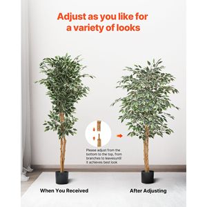 Albero di Ficus Artificiale Realistico da 1,5 Metri con Vaso Nero e Tronco in Legno Naturale per Uso Interno - per Decorazioni Natalizie - Product Image 6