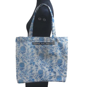 Bloc imprimé coton carré main bloc impression sac fourre-tout imprimé fleuri épaule transporter sacs fourre-tout en gros - Product Image 1