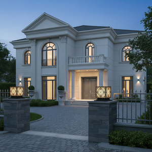 Traditional Scroll LED Gate <b>Pillar</b> <b>Light</b> Vietnam CM Decor Outdoor Villa Garden Black E27 IP65 Metal Pier Mount AC 220V 12 inch - Product Image 2