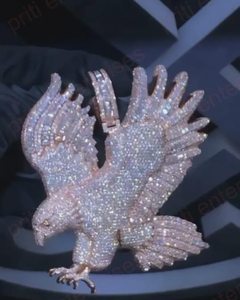 Pendentif Aigle Volant en Moissanite Certifiée VVS de Luxe Personnalisé, Entièrement Sertie, Breloques en Argent 925 pour Hommes - Product Image 6