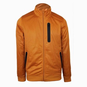 Survêtement orange pour homme, fermeture éclair intégrale, col montant, coupe décontractée, polyester, vêtement d'automne avec poches latérales - Product Image 2