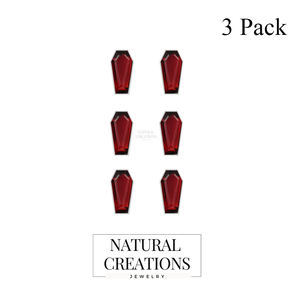 Boucles d'oreilles clous en argent sterling 925 véritable de qualité supérieure, garnet en forme de cercueil, serti clos, finition haut de gamme, mignonnes, tendance, cadeau idéal pour fiançailles - Product Image 2