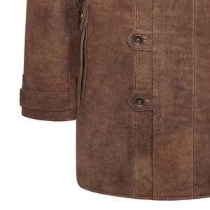 Manteau en cuir véritable pour homme, style trench long, avec boutons, effet vieilli, service personnalisé, prix d'usine - Product Image 4